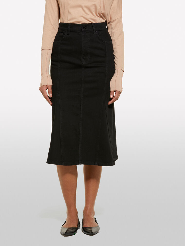 Gonna di jeans svasata nera - gonne midi, longuette donna - Nero | Sisley image number 4